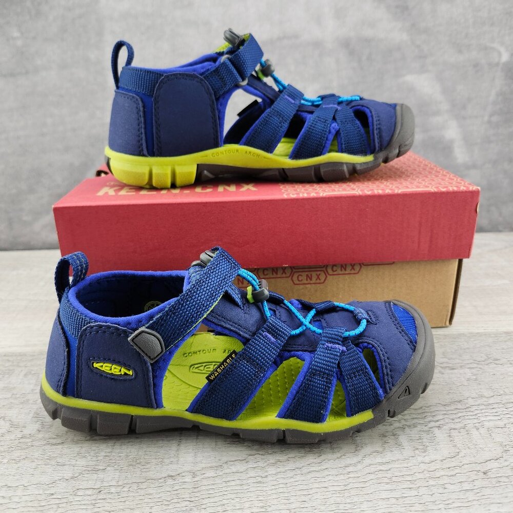 Keen Seacamp II CNX Unisex Size 2 (EU34) Blue Depths Chartreus Closed Toe Sandal